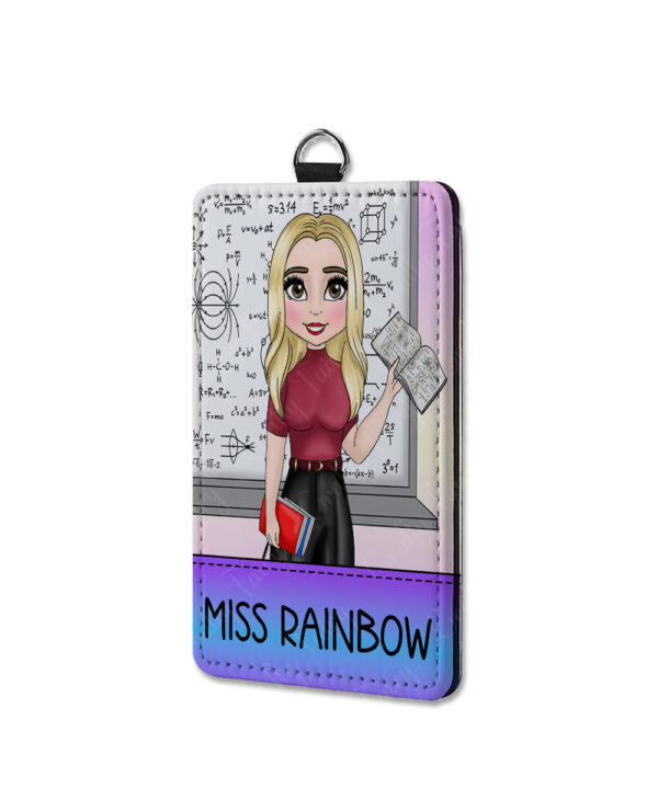 personalised female teacher ta lsa id badge card holder