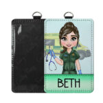 personalised female paramedic id badge card holder