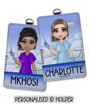 personalised dental assistant or female dentist id badge card holder