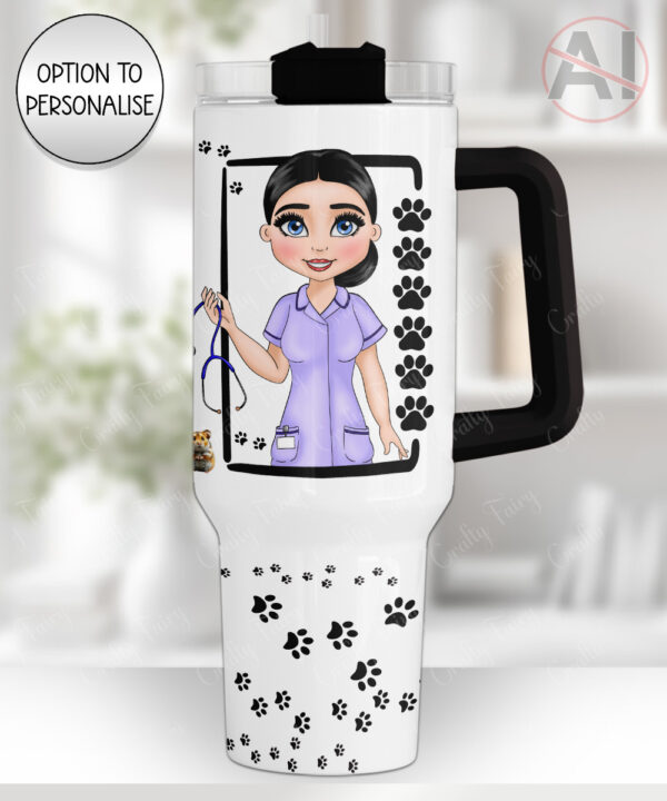 personalised veterinary nurse or veterinarian large 40oz insulated tumbler with handle