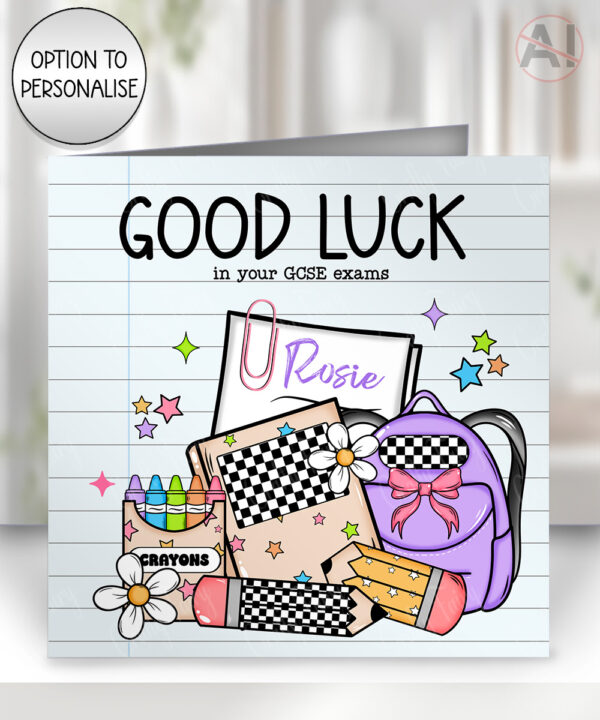 personalised colourful stationery good luck exams / well done / thank you teacher card