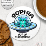 4116 alien cat personalised coaster 1