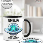 4116 alien cat personalised mug coaster