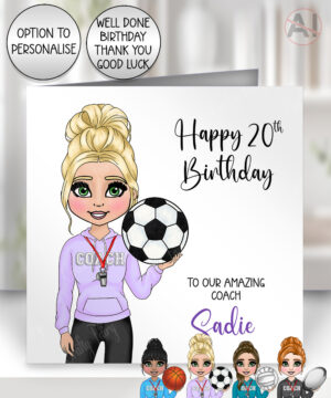 personalised rugby football basketball netball coach card – birthday & all occasions