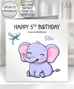 4128 personalised elephant birthday card