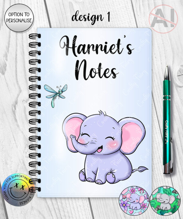 4133 personalised elephant a5 notebook 1