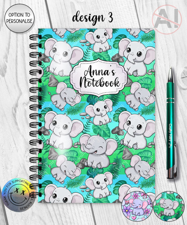 4133 personalised elephant a5 notebook 4