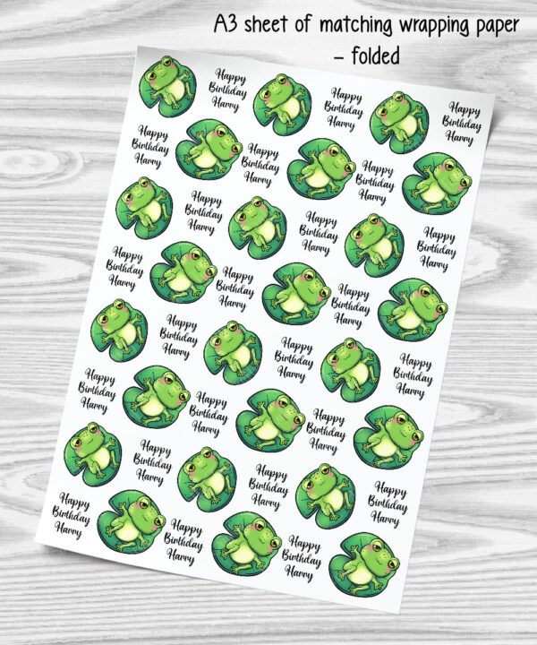 4140 personalised frog birthday wrapping paper