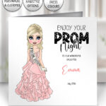 prom night keepsake custom card – personalised lace & tulle dress design