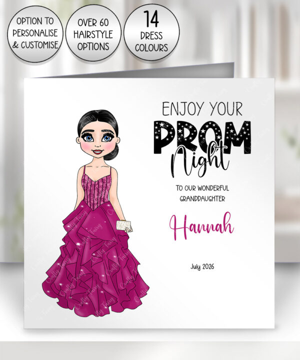 prom night keepsake custom card – personalised lace & tulle dress design