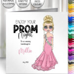 enjoy your prom night personalised card custom girl in mermaid dress