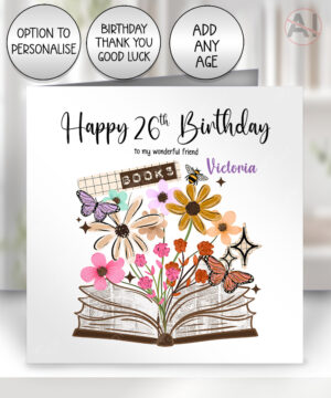 4171 books flowers butterflies personalised card 1