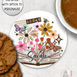 4172 books flowers butterflies personalised coaster 2