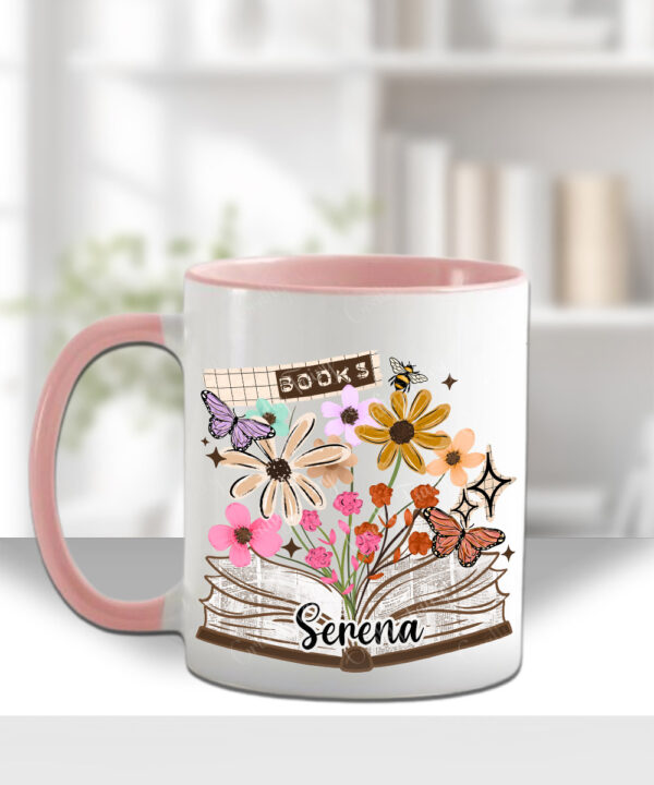 4172 books flowers butterflies personalised mug 3