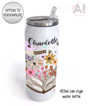 4174 books flowers butterflies personalised can bottle 2
