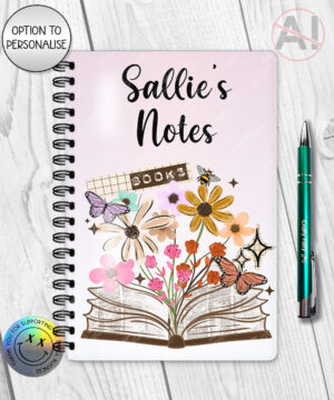 4177 books flowers butterflies personalised a6 notebook 1