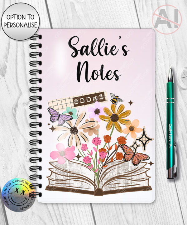 4177 books flowers butterflies personalised a6 notebook 1