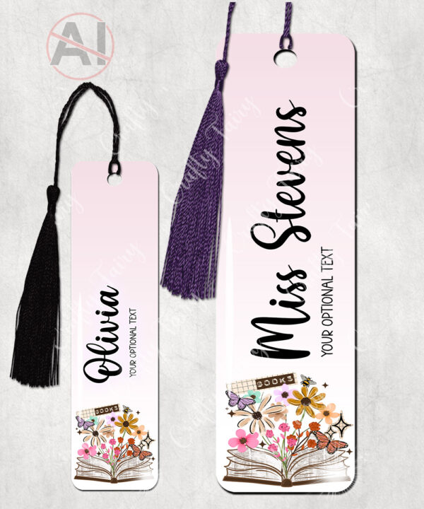 4178 books flowers butterflies personalised bookmark 1