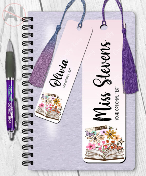 4178 books flowers butterflies personalised bookmark 2