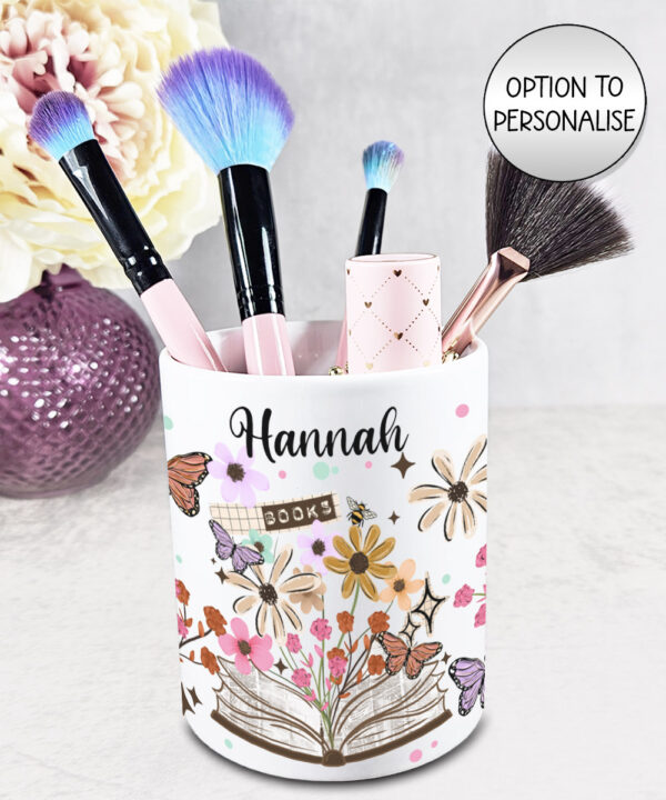4179 books flowers butterflies personalised brush pot 1