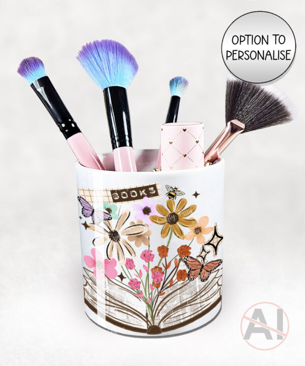 4179 books flowers butterflies personalised brush pot 2