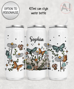 4184 cottagecore book personalised can style water bottle 2