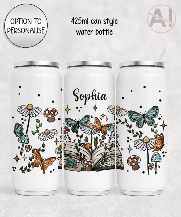 4184 cottagecore book personalised can style water bottle 2
