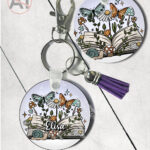 4193 cottagecore book personalised keyring 1