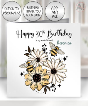 4195 daisies bumble bees personalised card 1