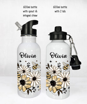 personalised daisies & bumblebees water bottle