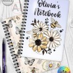 4202 daisies bumble bees personalised a5 notebook 1
