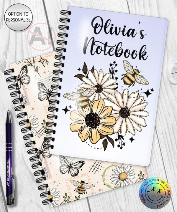 4202 daisies bumble bees personalised a5 notebook 1
