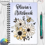 4202 daisies bumble bees personalised a5 notebook 4