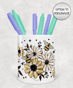 4204 daisies bumble bees personalised pen brush pot 1