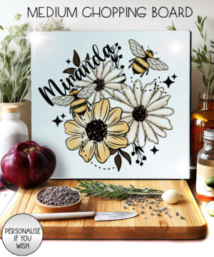 4206 daisies bumble bees personalised chopping board 1
