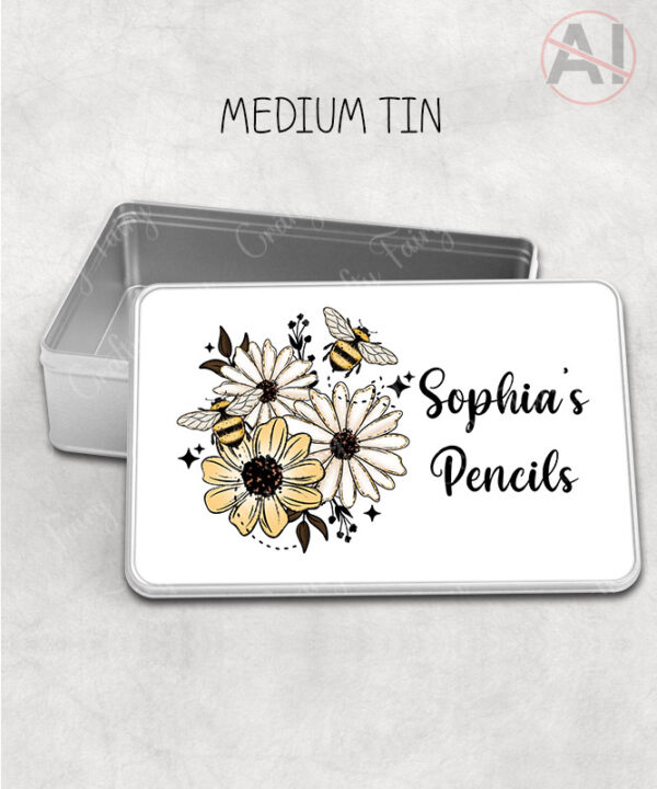 4207 daisies bumble bees personalised tin 3