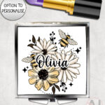 4216 daisies bumble bees personalised mirror 2