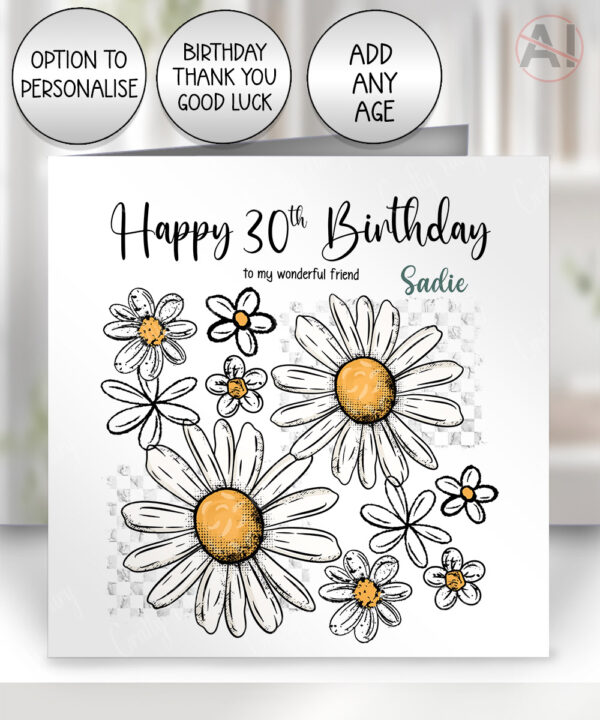 4217 daisy flowers personalised card 1