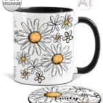 4218 daisy flowers personalised coaster mug 1