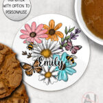 4224 pretty daisies floral personalised coaster 1