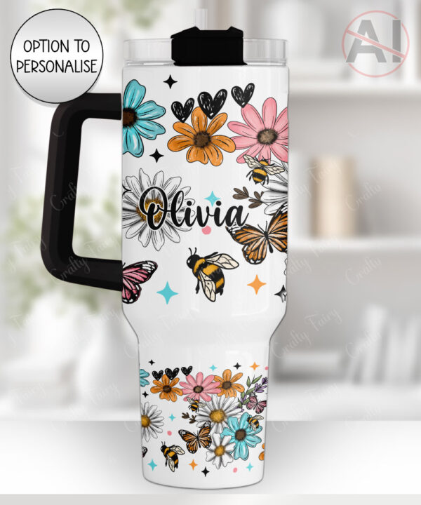 4228 pretty daisies floral personalised large tumbler 40oz 3
