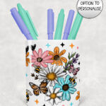 4232 pretty daisies floral personalised pen pot 1