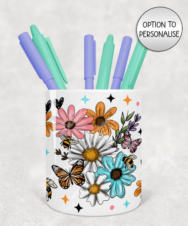 4232 pretty daisies floral personalised pen pot 1