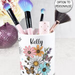 4232 pretty daisies floral personalised pen pot 3