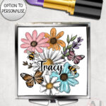 4242 pretty daisies floral personalised compact mirror 1
