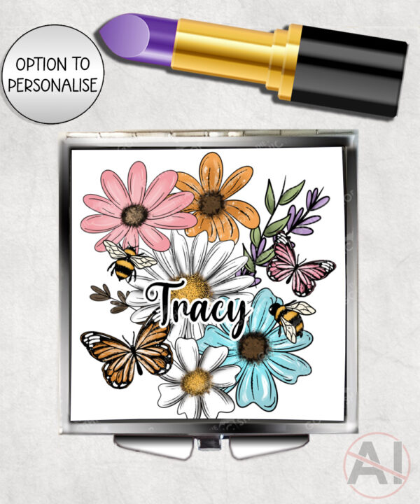 4242 pretty daisies floral personalised compact mirror 1