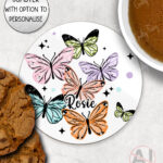 4263 butterflies personalised coaster 1