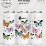 4265 butterflies personalised can style water bottle 2