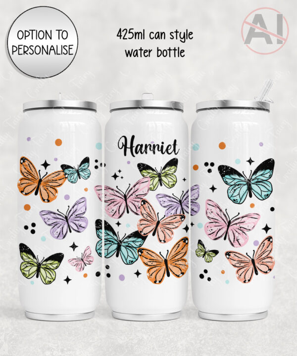 4265 butterflies personalised can style water bottle 2