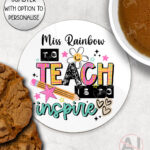 4284 teach inspire teacher personalised gift coaster 1